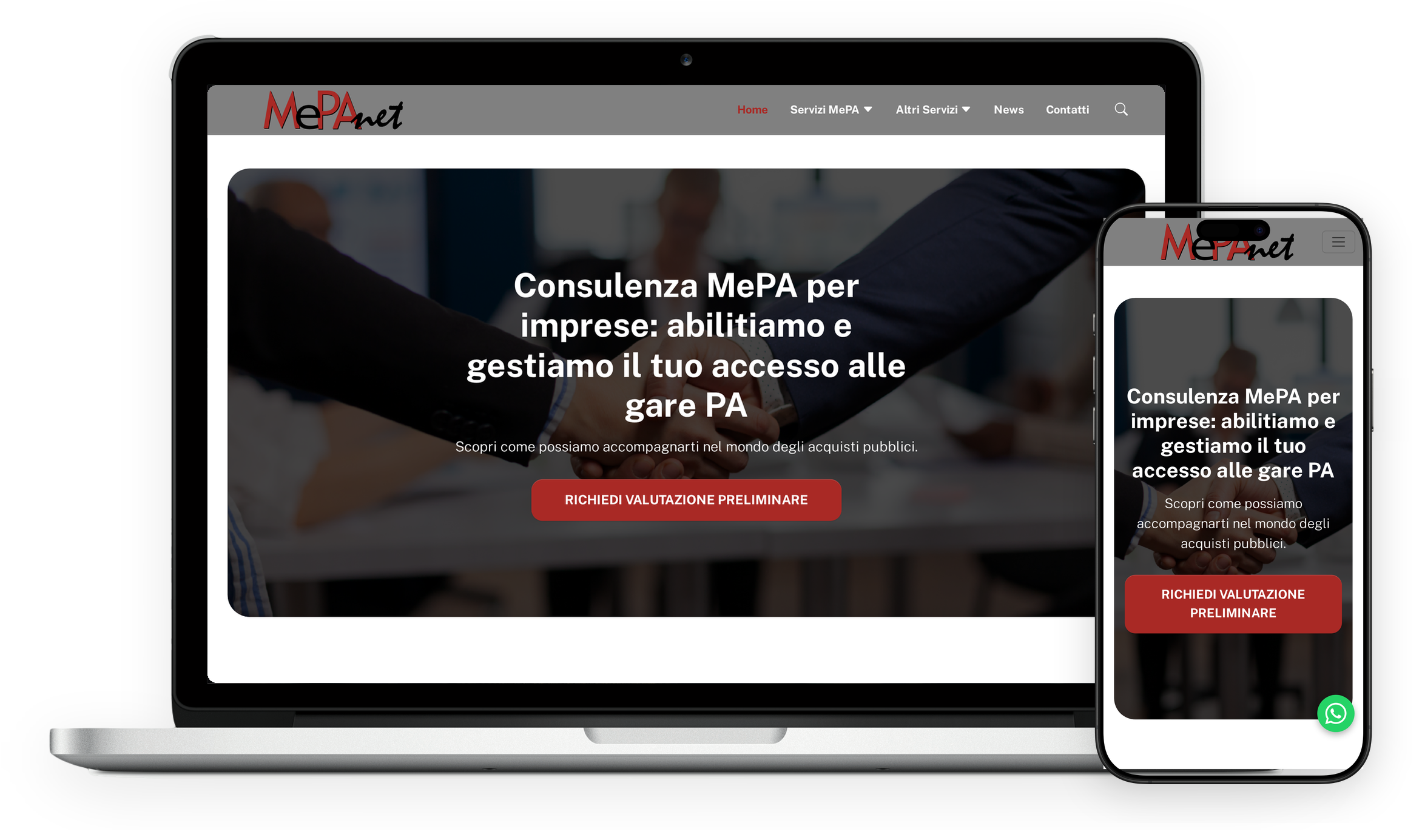 Mockup del sito MePAnet
