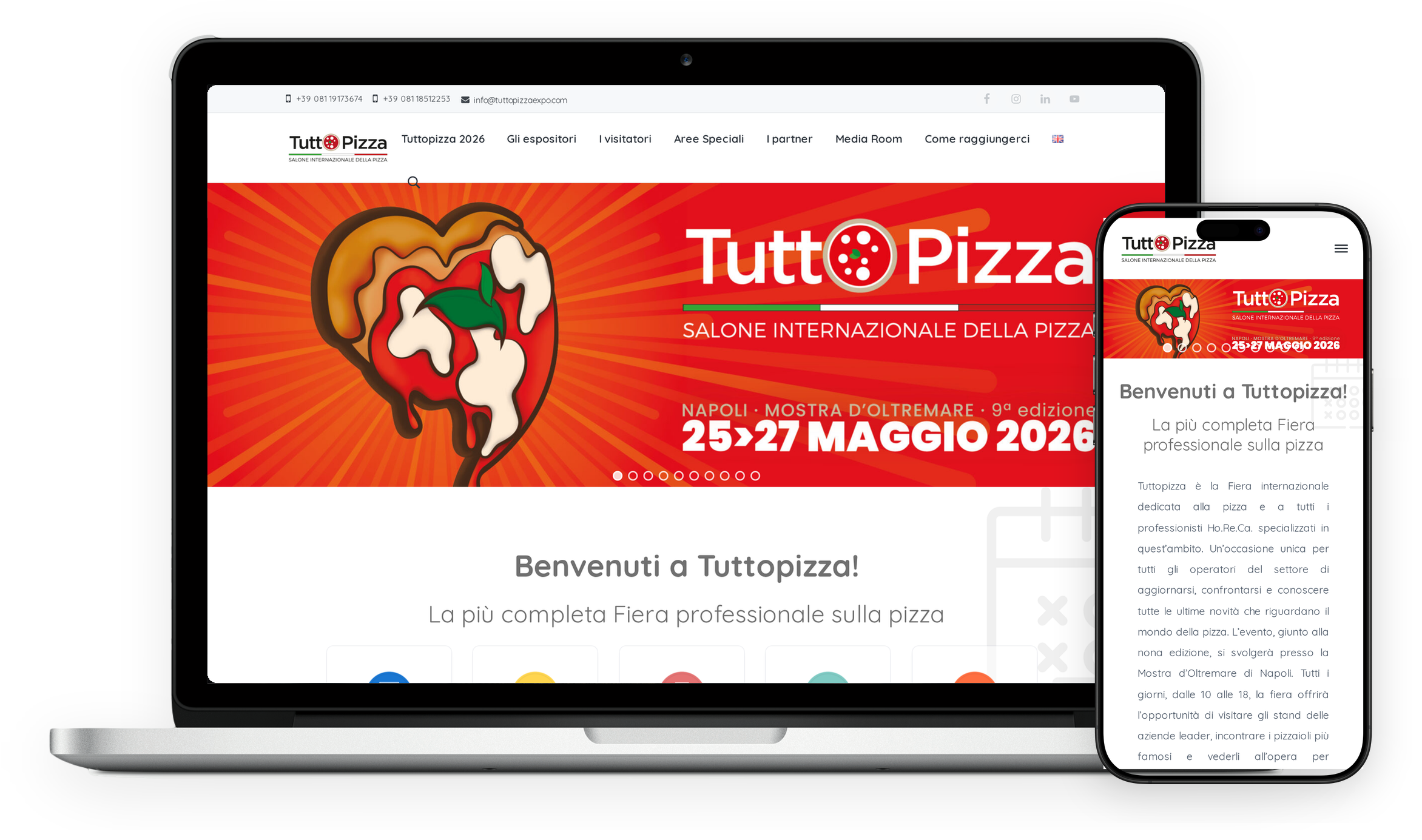 Mockup del sito Tuttopizza